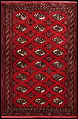 Tapis persan turkmène, oriental, 132x203 cm, principalement rouge — Vue d'ensemble