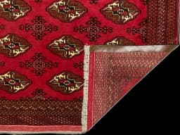 Tapis persan turkmène, oriental, 132x203 cm, principalement rouge — Plié