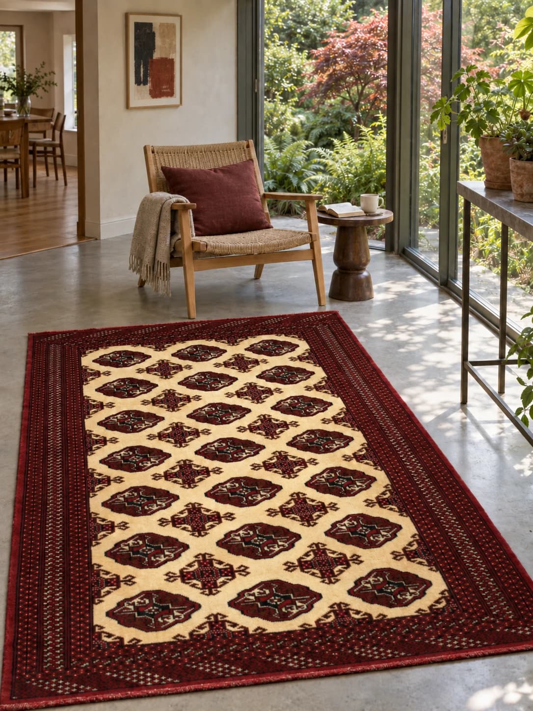 Perserteppich Turkmene, orientalisch, 132x190 cm, überwiegend in Beige — Im Raum