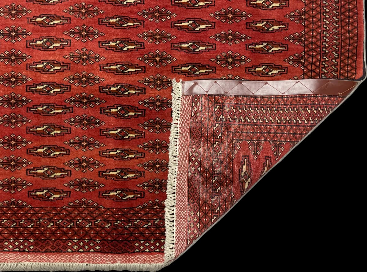 Tapis persan turkmène, oriental, 125x192 cm, principalement rouge — Plié