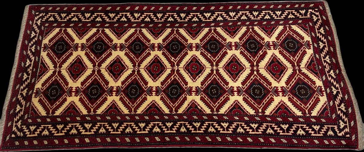 Perserteppich Belutsch, orientalisch, 96x196 cm, überwiegend in Beige — Perspektive