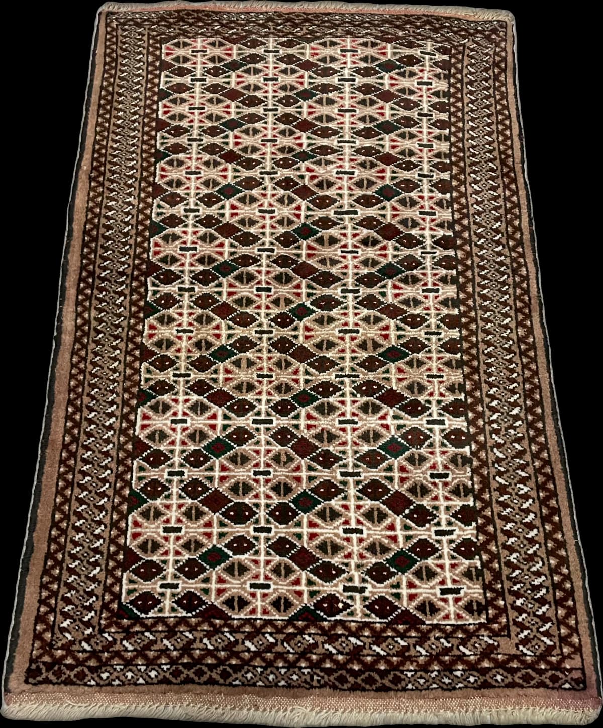 Tapis persan turkmène, oriental, 76x117 cm, principalement marron — Perspective