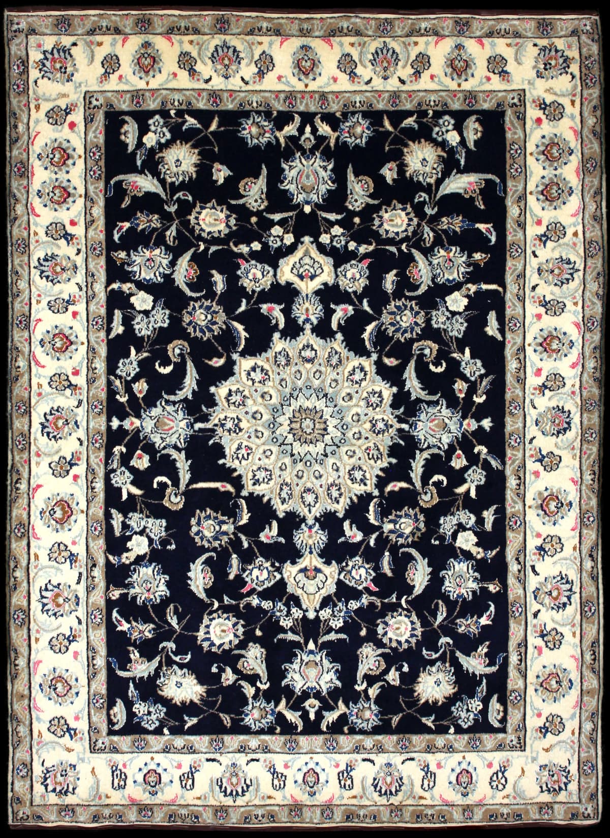 Persian rug of Nain style in dimensions 232 centimeters length by 168 centimeters width with mainly blue colors