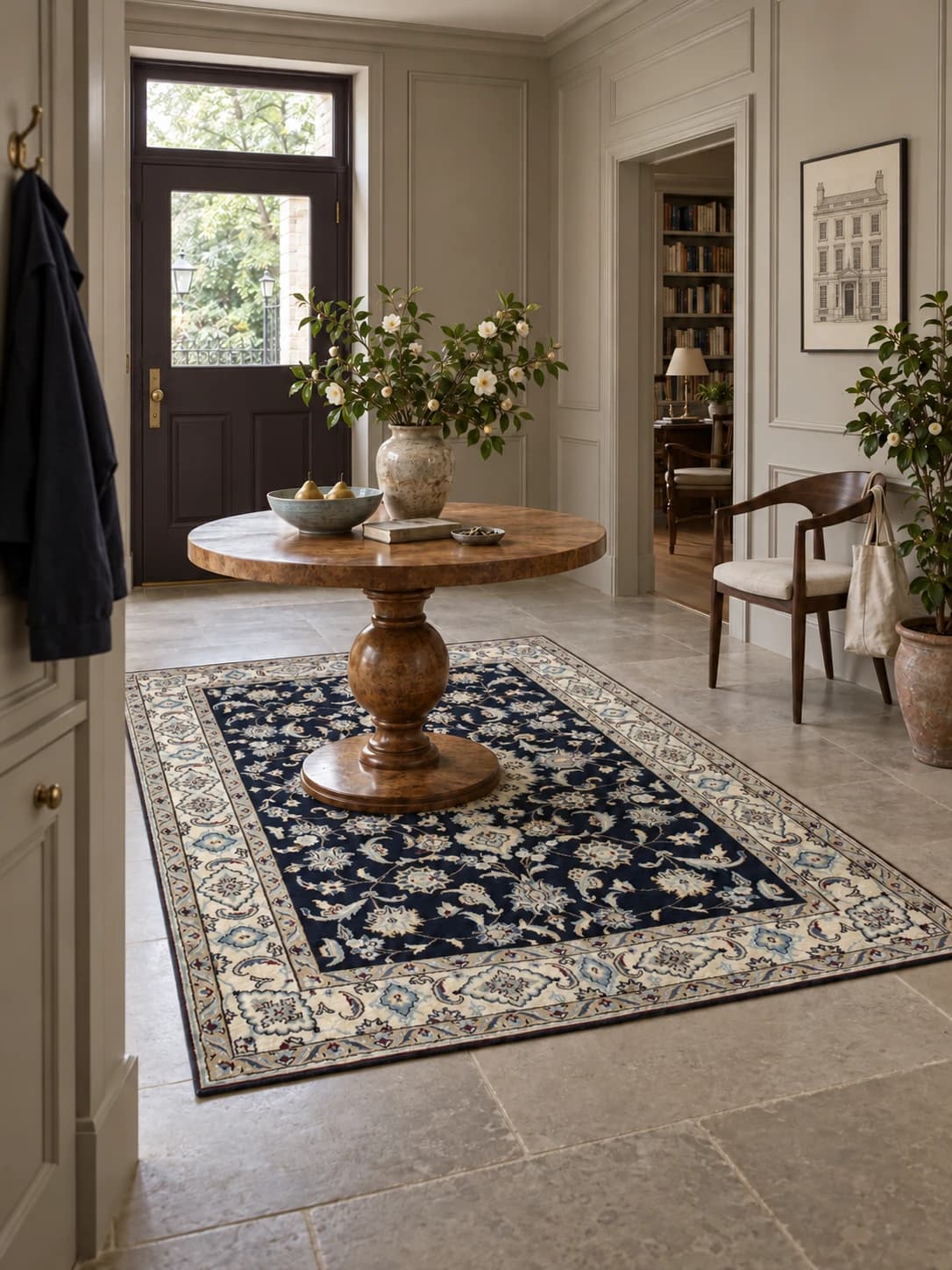 Perserteppich Nain, orientalisch, 165x234 cm, überwiegend in Blau — Im Raum