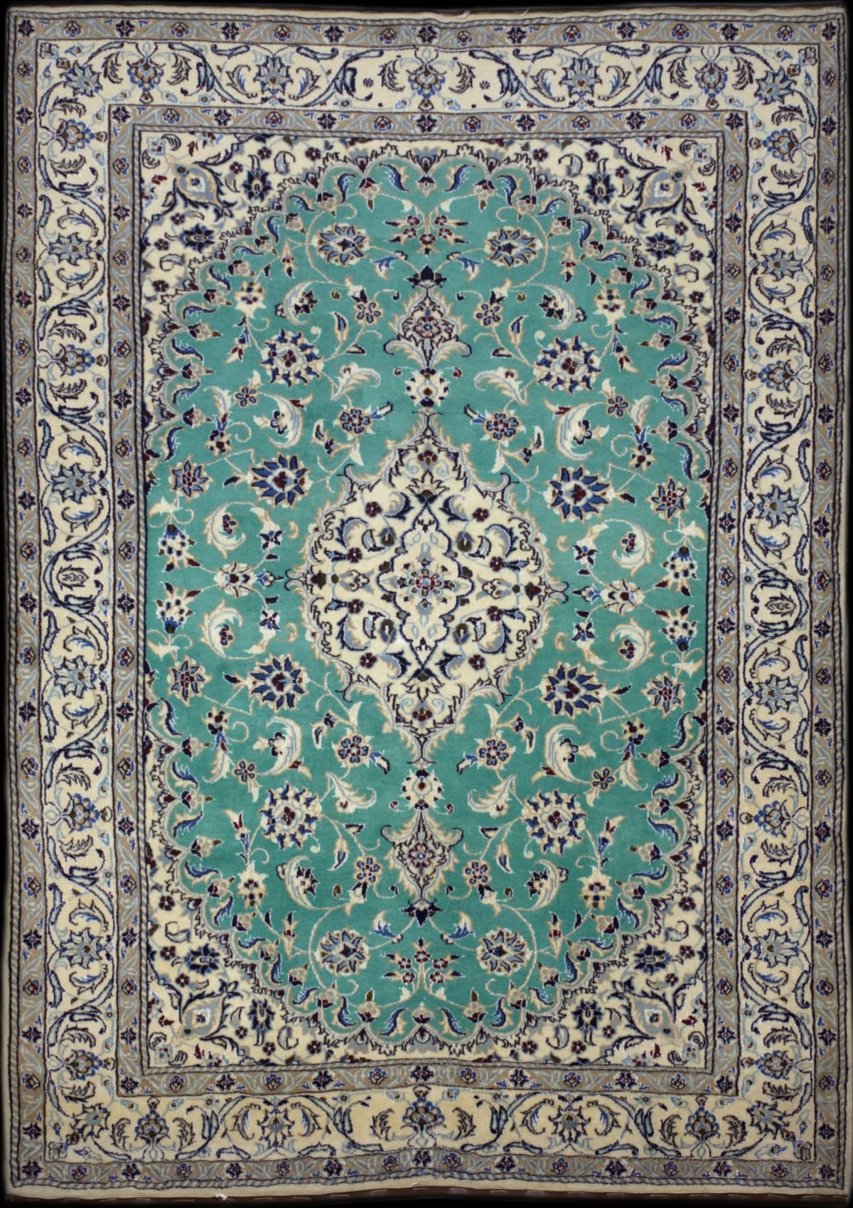 Persian rug in dimensions 257 centimeters length by 167 centimeters width with mainly turquoise colors