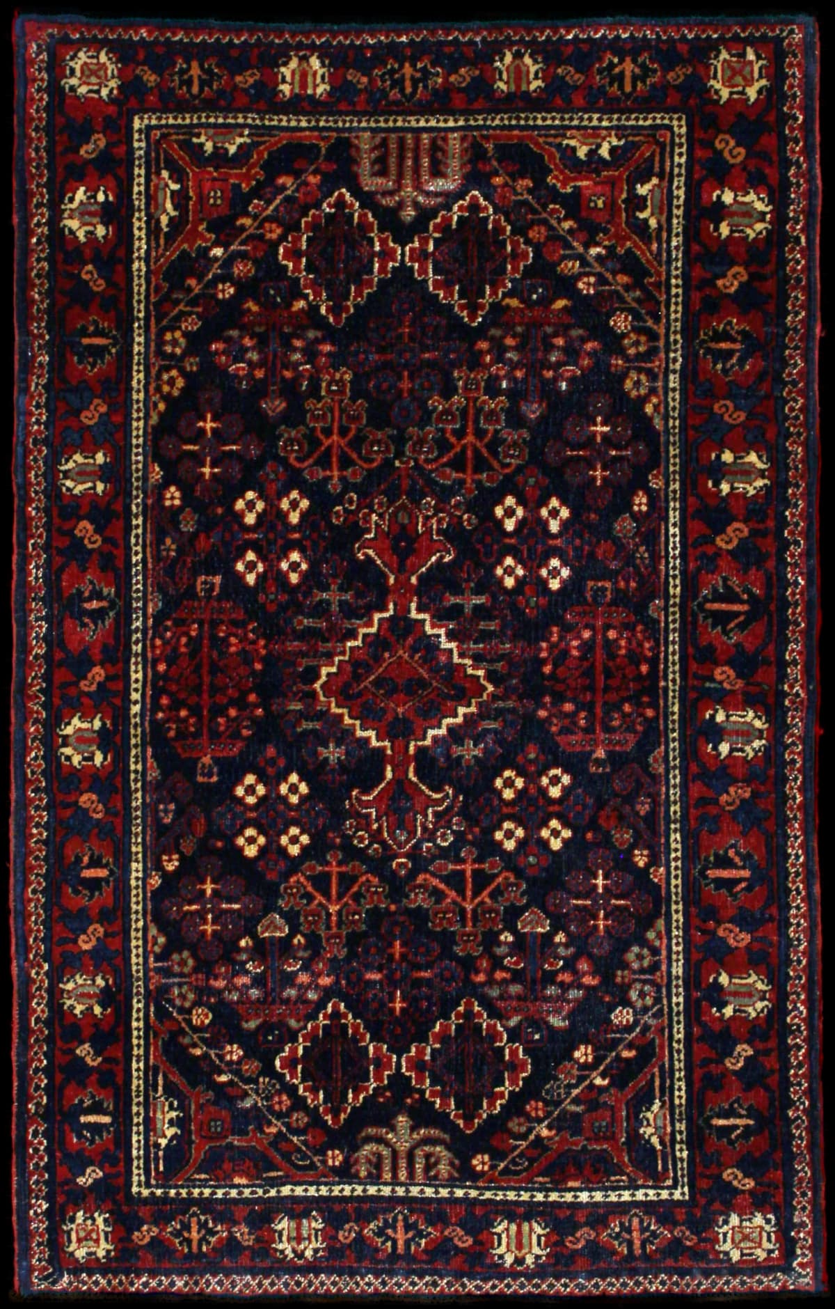 Persian rug of Kerman style in dimensions 157 centimeters length by 100 centimeters width with mainly red and blue colors