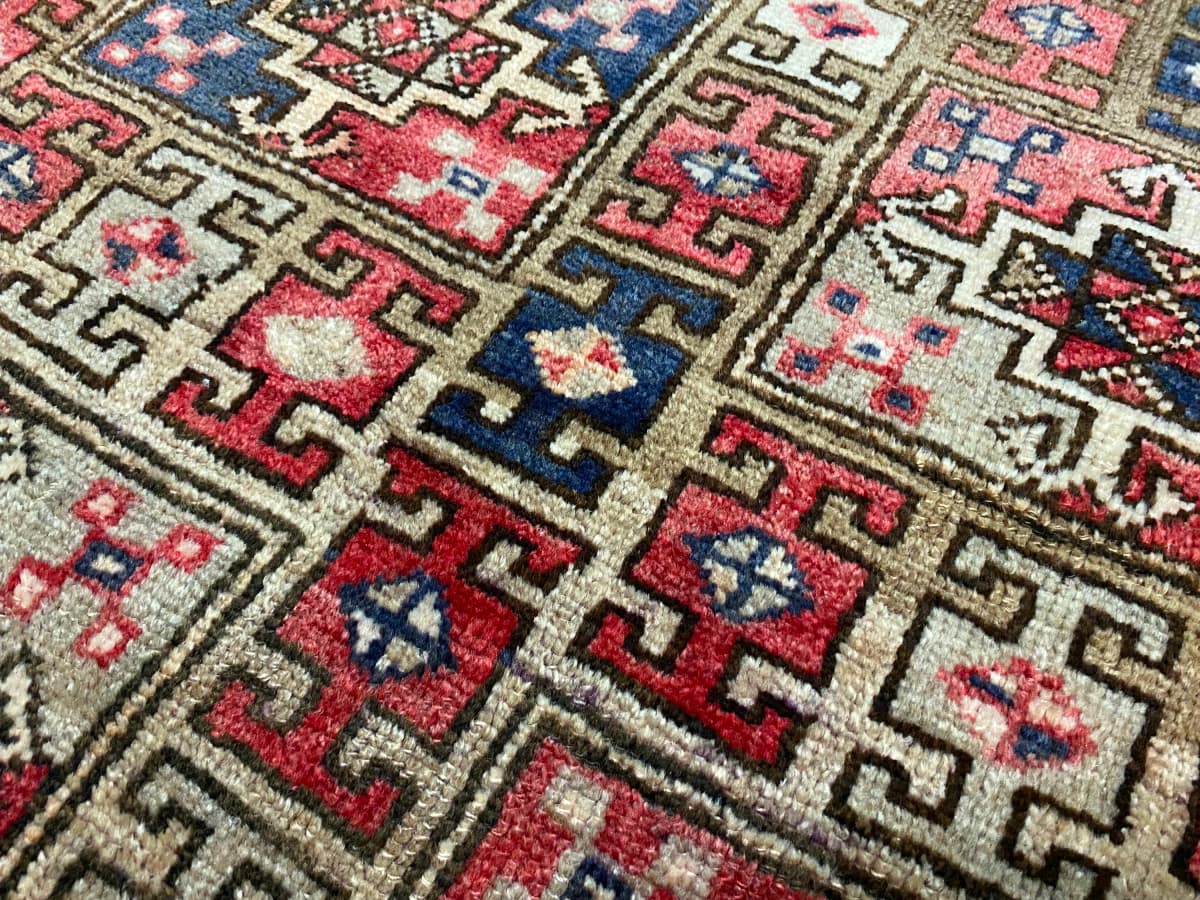 Perserteppich, orientalisch, 140x220 cm, bunt — Nahaufnahme der Textur