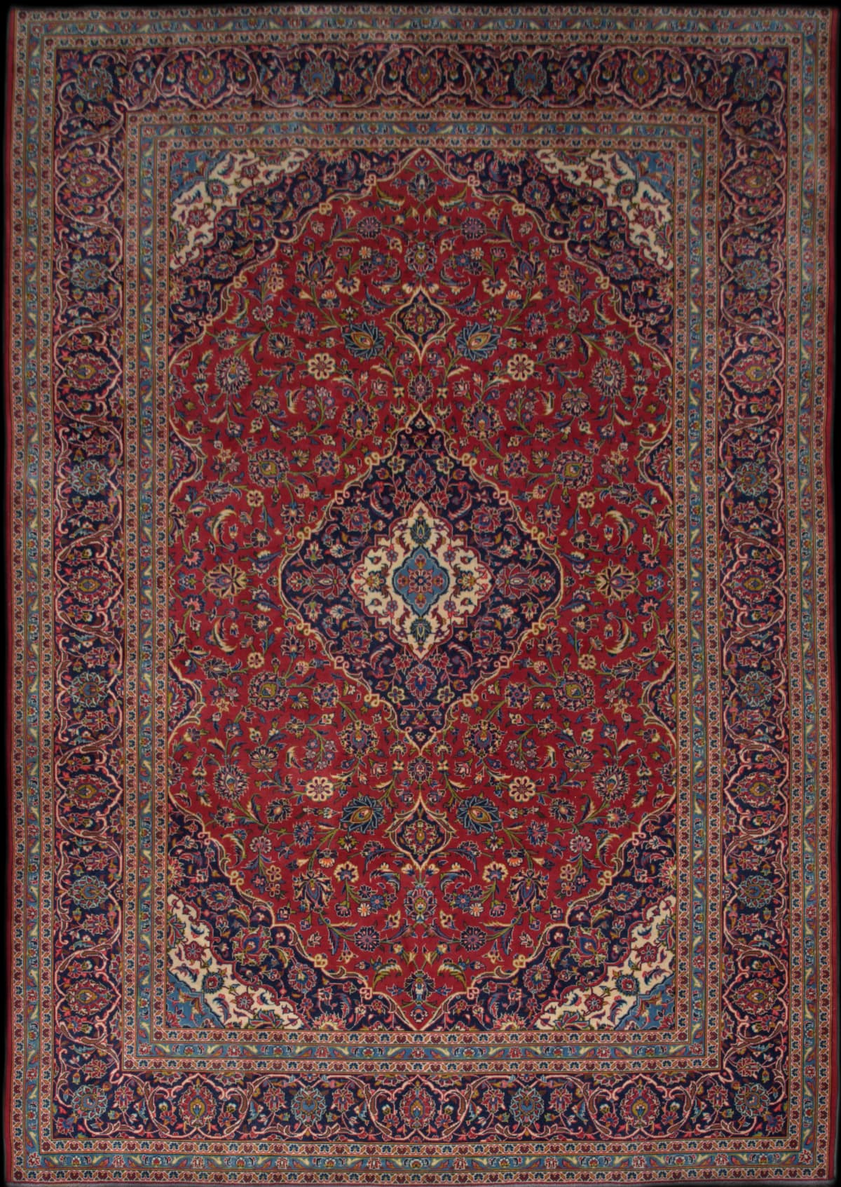 Persian rug in dimensions 343 centimeters length by 252 centimeters width
