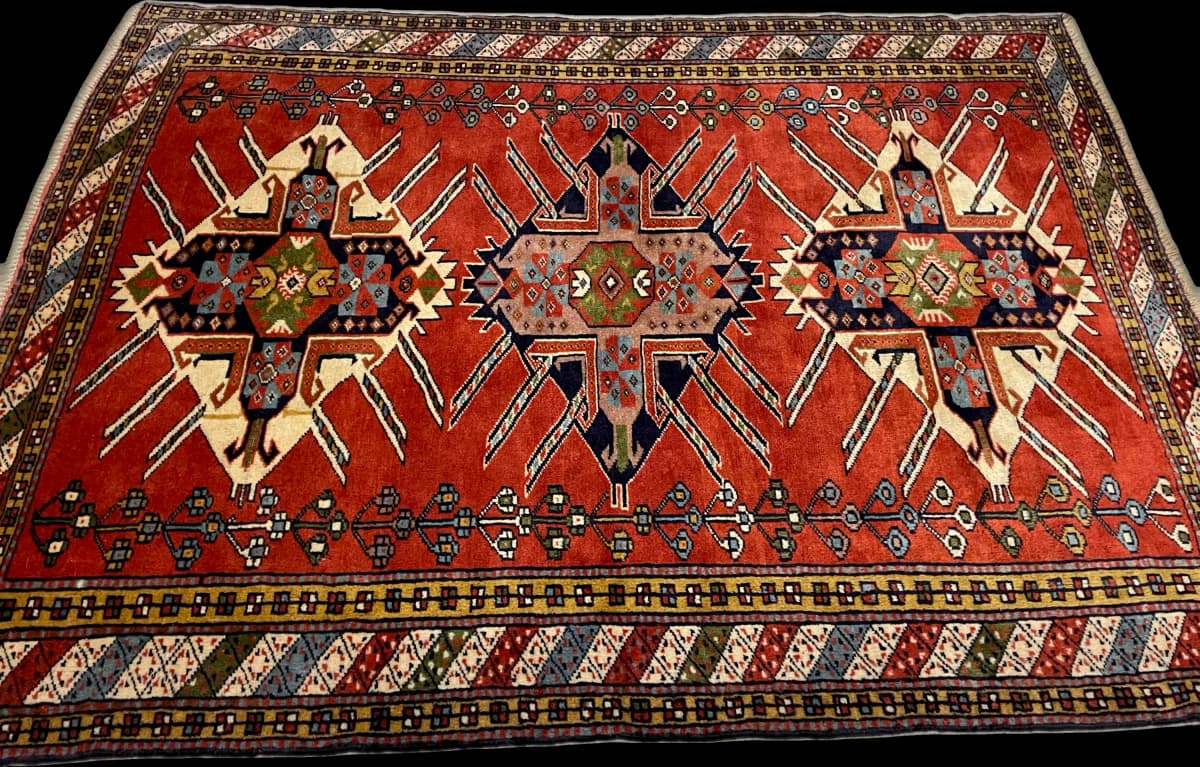 Perserteppich Quchan, orientalisch, 130x170 cm, überwiegend in Orange — Perspektive