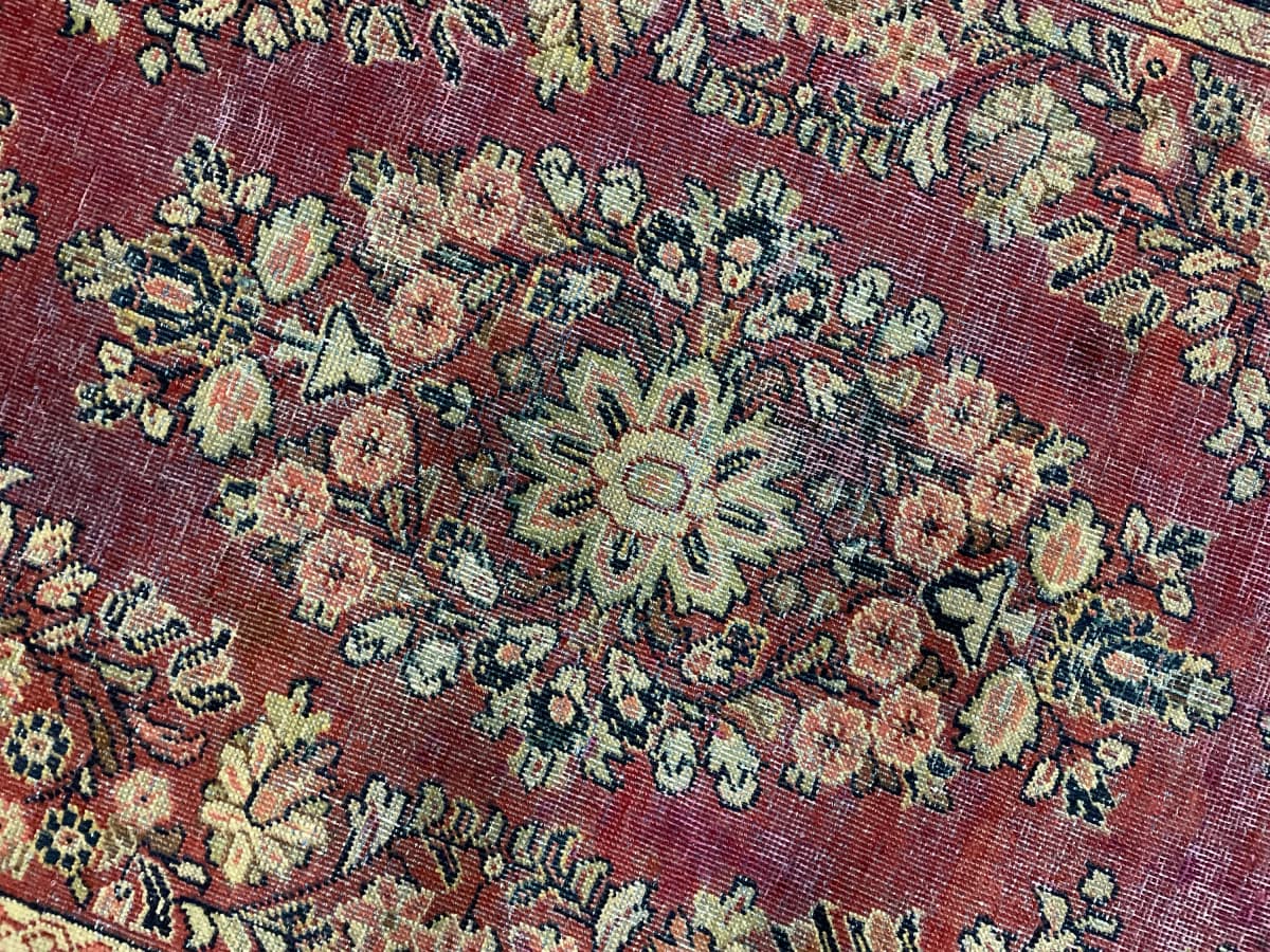 Perserteppich Moshkabad, orientalisch, 124x198 cm, überwiegend in Lila — Nahaufnahme der Textur