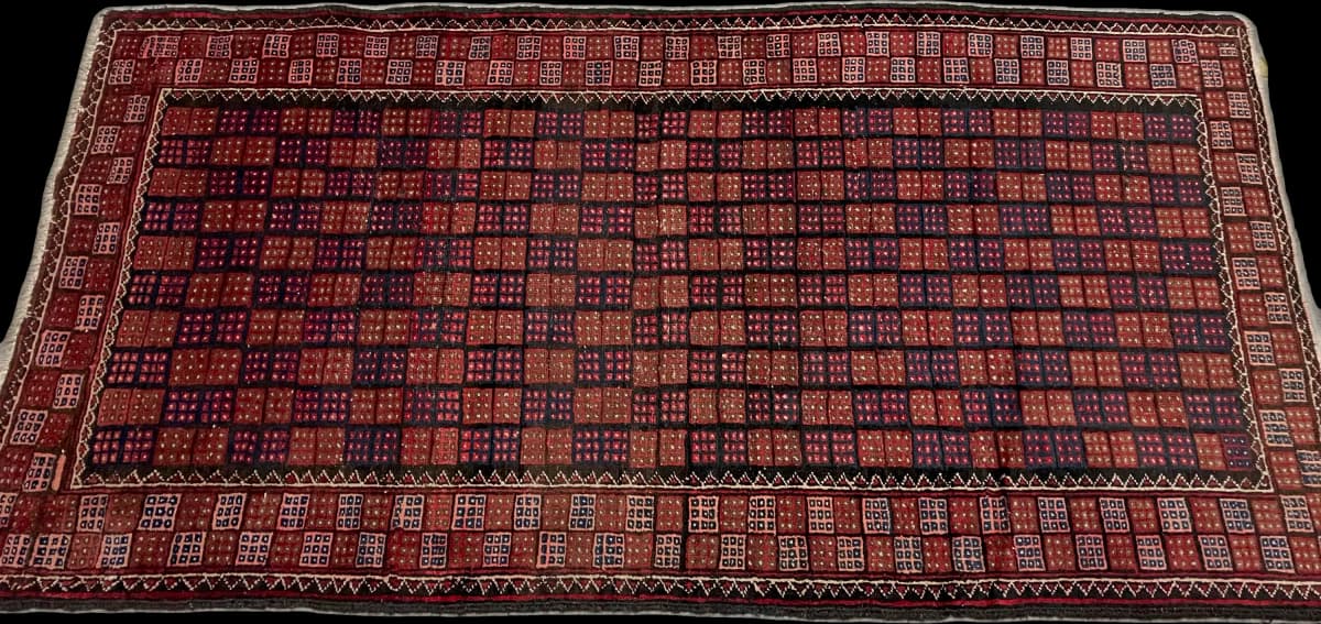 Perserteppich Belutsch, orientalisch, 93x170 cm, überwiegend in Braun und Blau — Perspektive