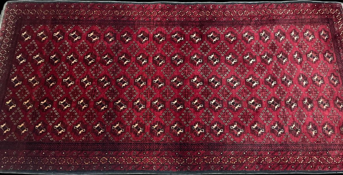 Perserteppich Belutsch, orientalisch, 106x218 cm, überwiegend in Rot — Perspektive
