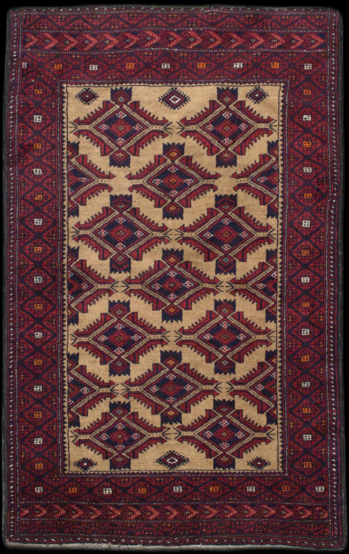 Persian rug in dimensions 168 centimeters length by 100 centimeters width with mainly green and red colors