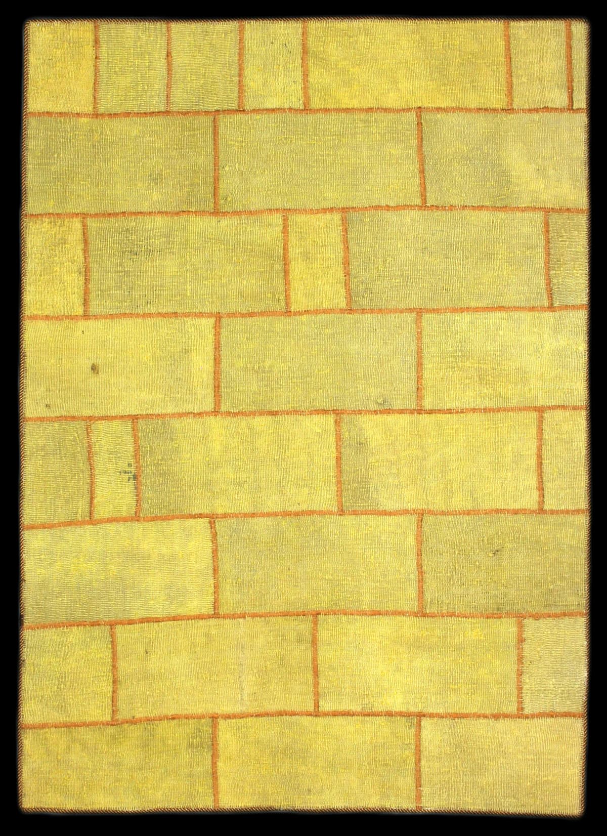 Persian rug of Patchwork style in dimensions 195 centimeters length by 140 centimeters width with mainly yellow colors