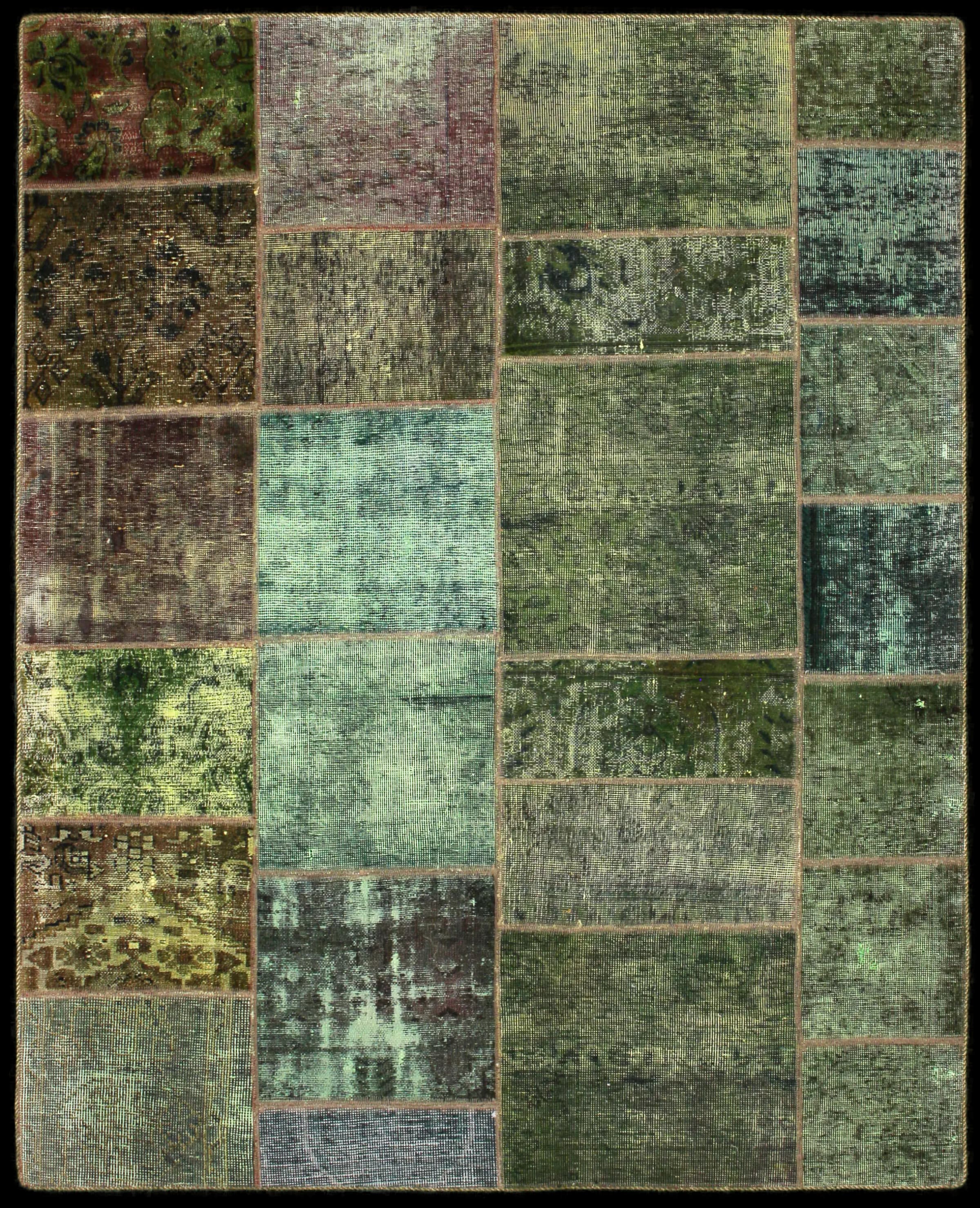 Persischer Patchwork-Teppich Rey 160x200 cm, Grün, Wolle