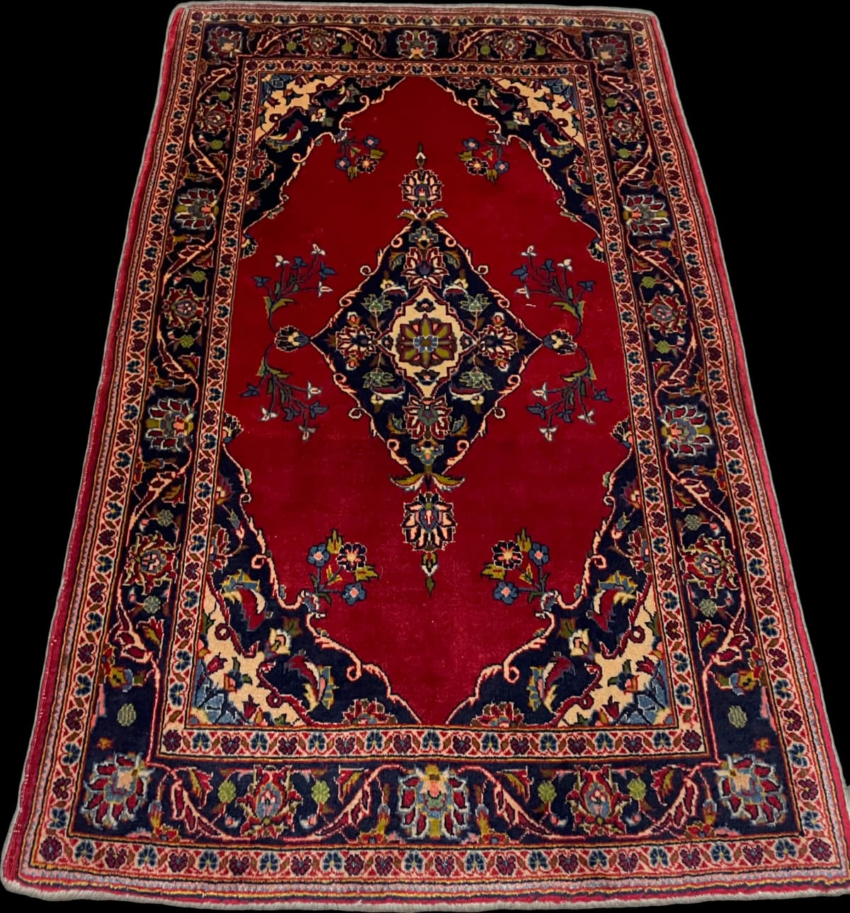 Tapis persan Kachan, oriental, 83x137 cm, principalement rouge — Perspective