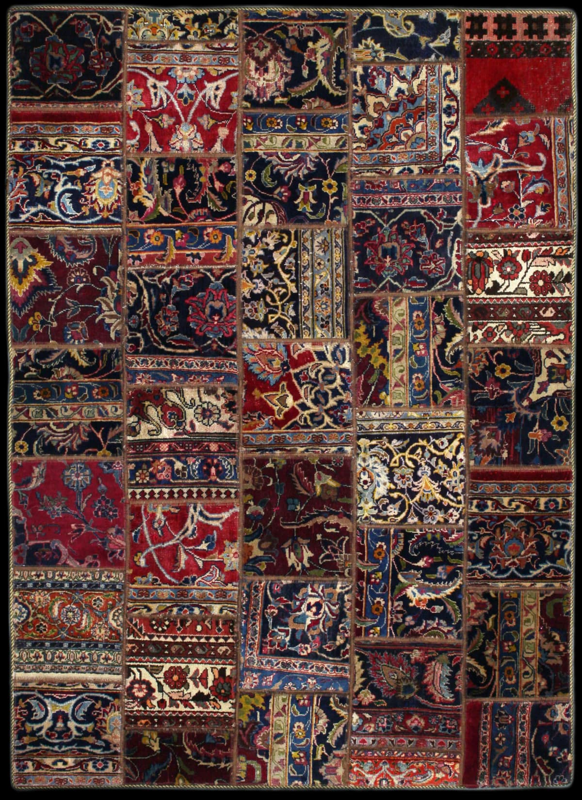 Persian rug of Patchwork style in dimensions 205 centimeters length by 150 centimeters width with mainly red colors