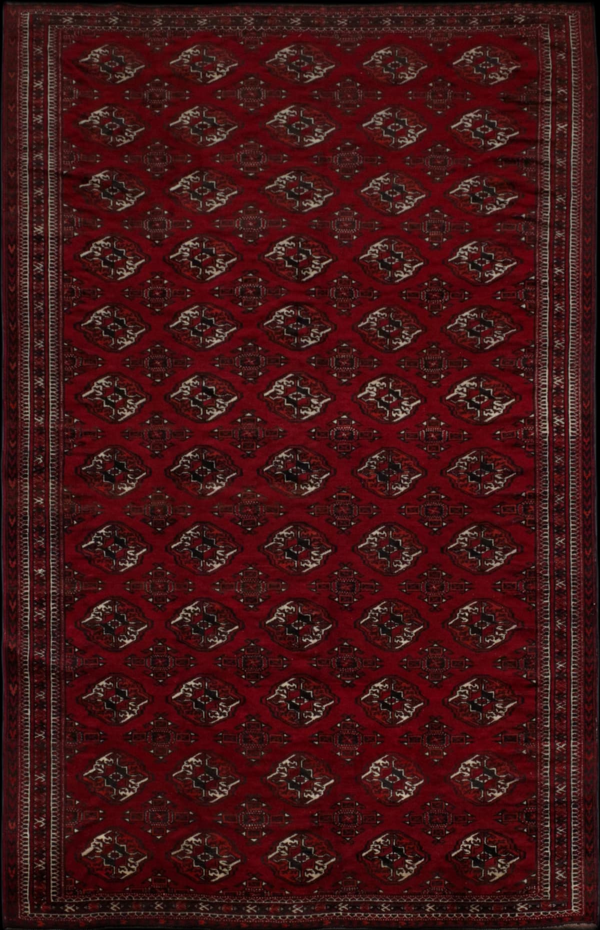 alfombra persa en dimensiones 268 centímetros de largo por 173 centímetros de ancho con colores principalmente rojo