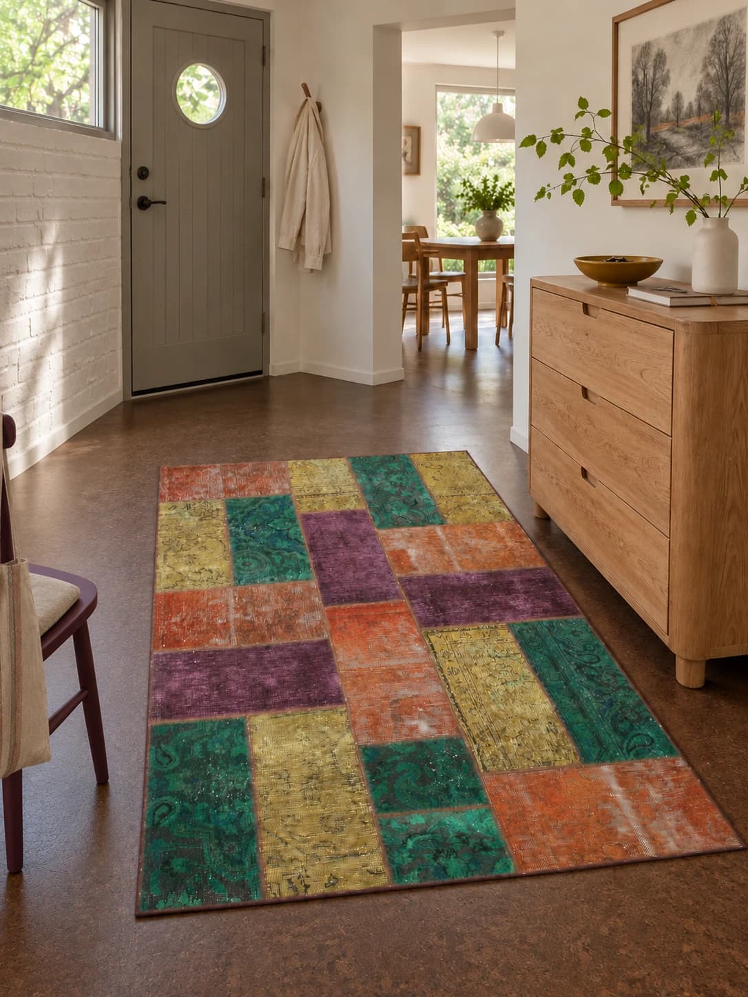 Persischer Patchwork-Teppich Rey, 150x210 cm, bunt — Im Raum