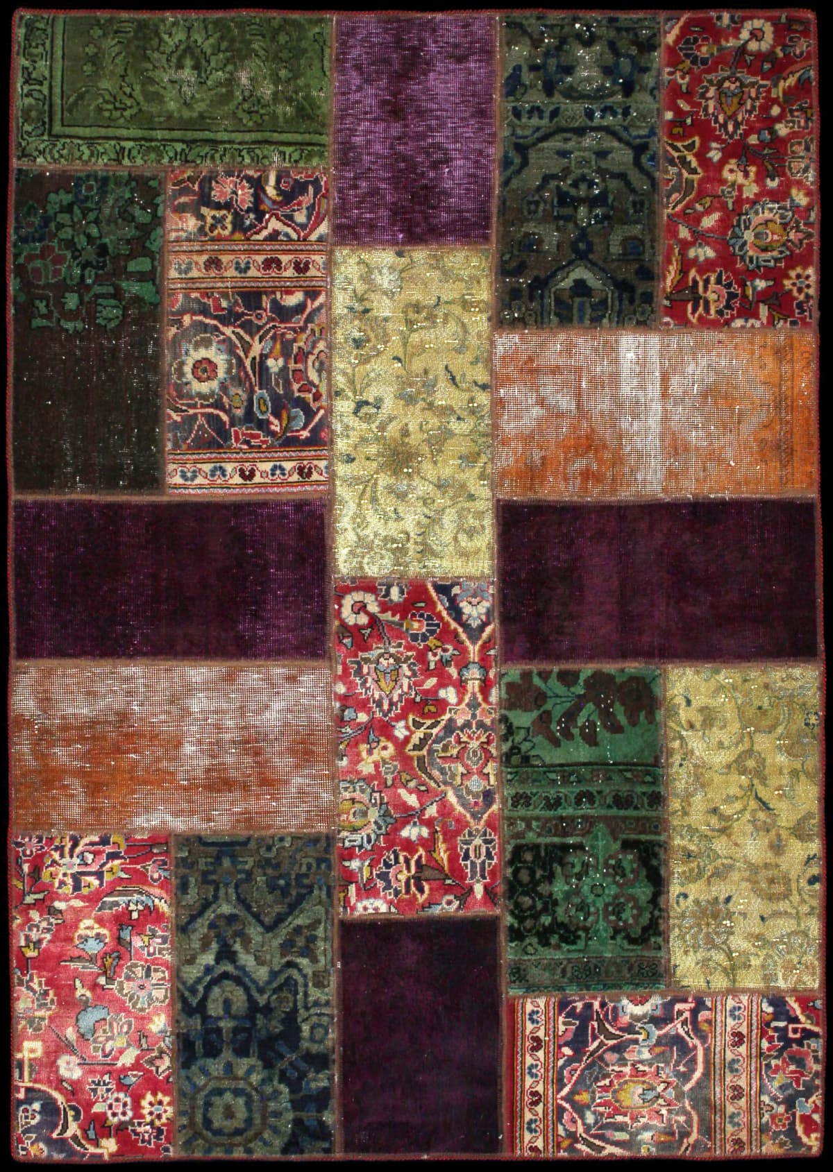 Persian rug of Patchwork style in dimensions 211 centimeters length by 150 centimeters width — Full view