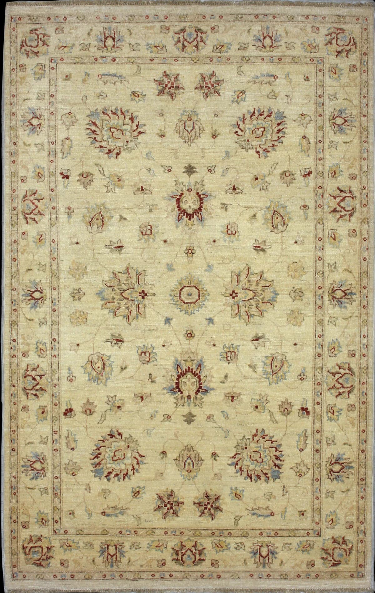 Pakistan rug in dimensions 216 centimeters length by 137 centimeters width with mainly yellow colors