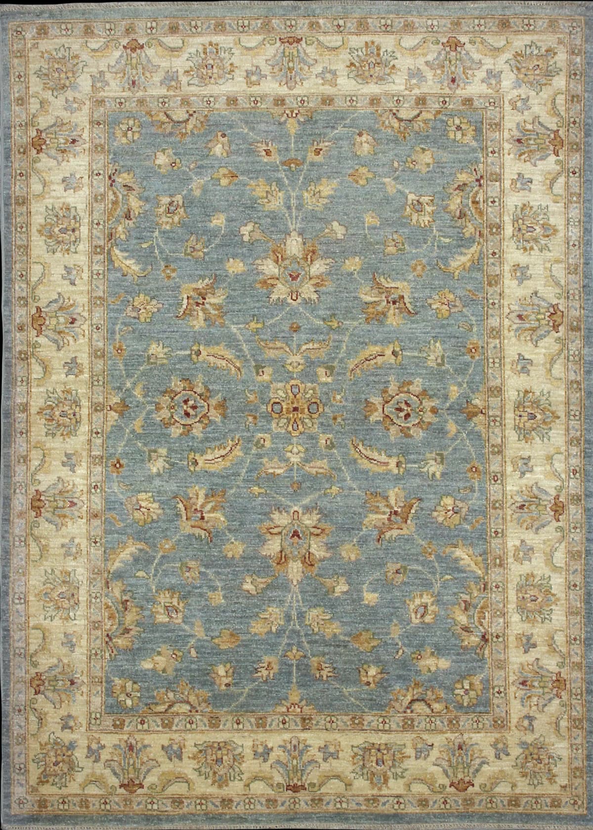 Pakistan rug in dimensions 201 centimeters length by 144 centimeters width with mainly blue and yellow colors