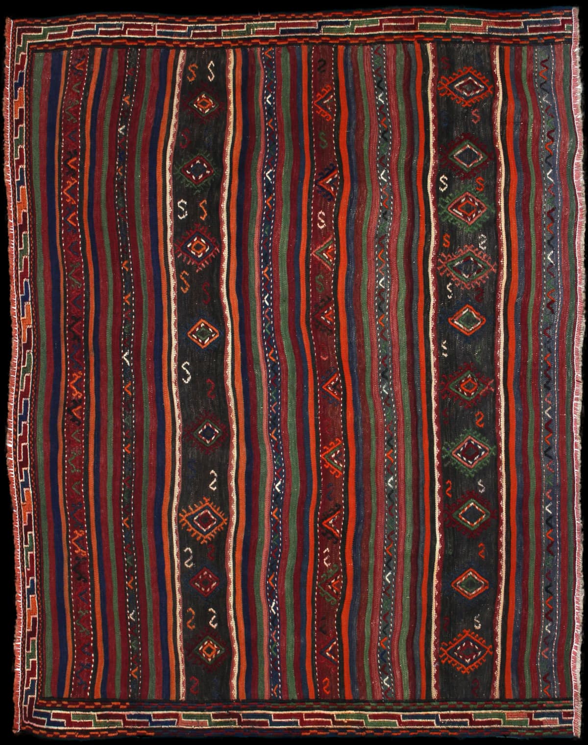 Persian rug of Sumak style in dimensions 196 centimeters length by 156 centimeters width