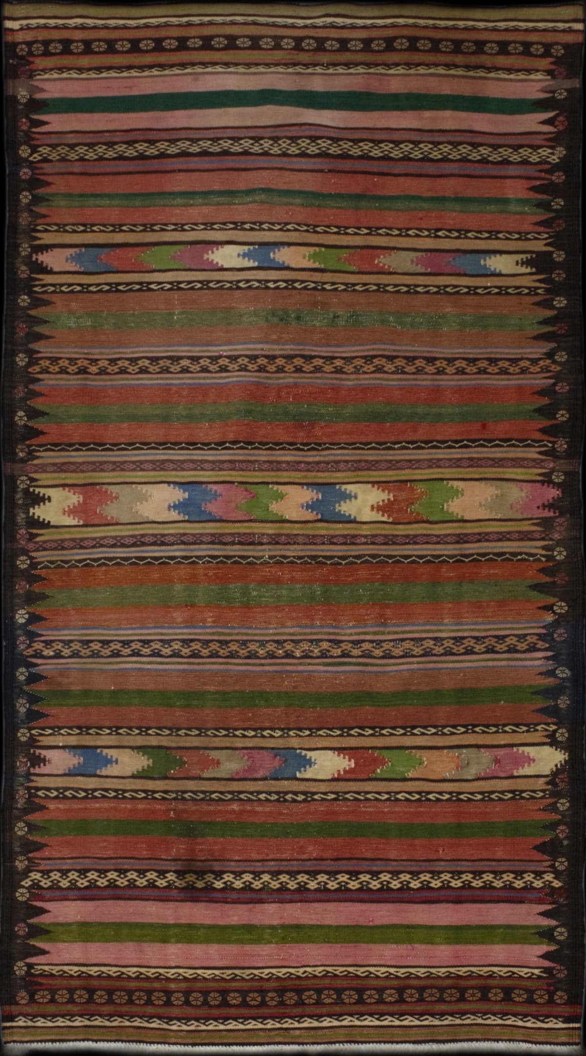 Persian rug in dimensions 220 centimeters length by 113 centimeters width with mainly brown colors