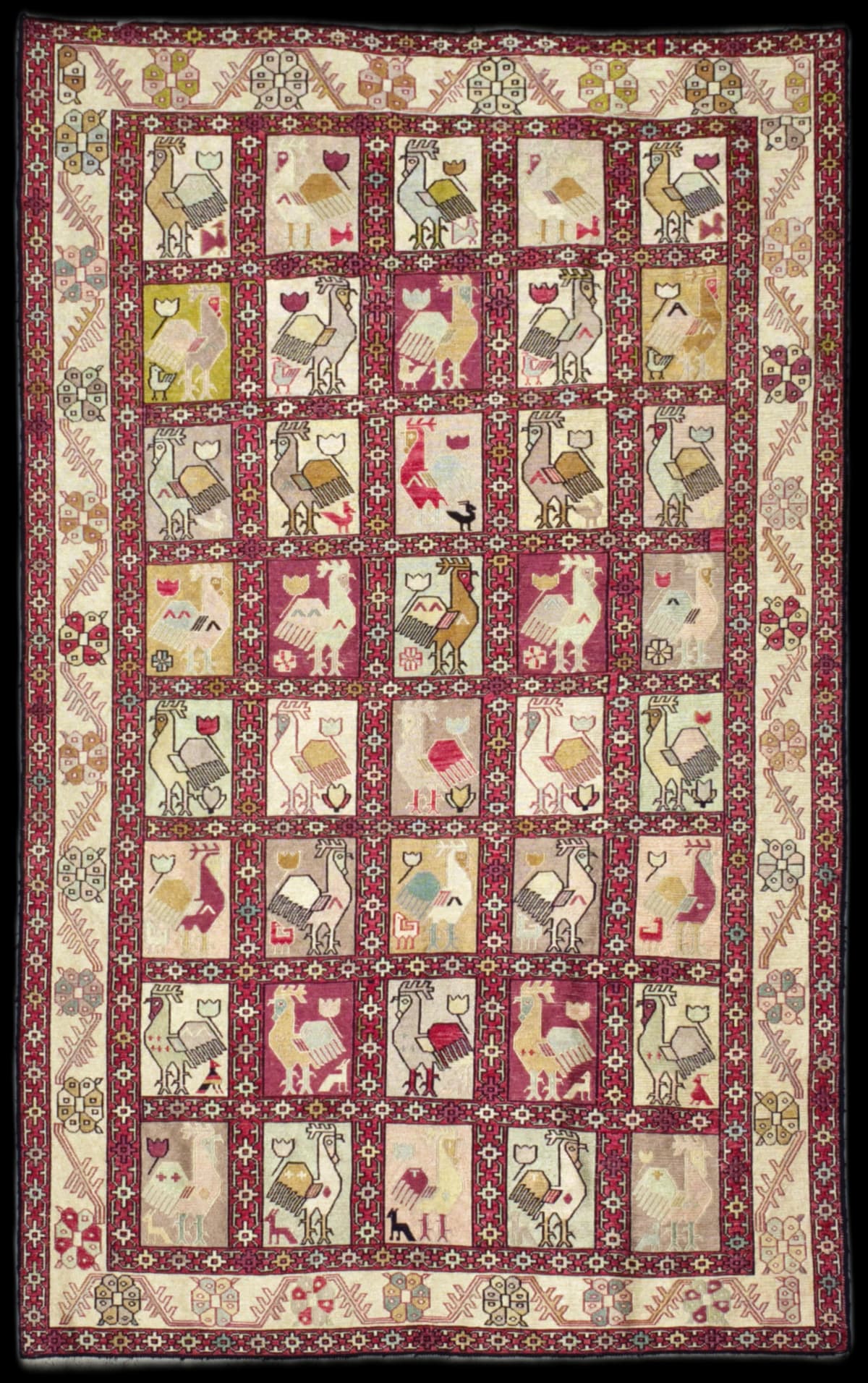 Persian rug in dimensions 188 centimeters length by 118 centimeters width with mainly beige and red colors