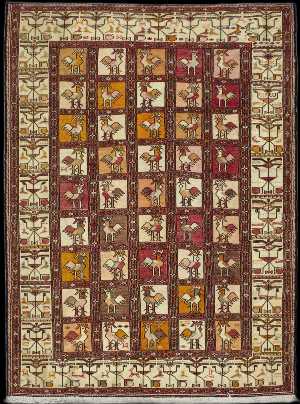 Persian rug in dimensions 180 centimeters length by 120 centimeters width with mainly orange and beige colors
