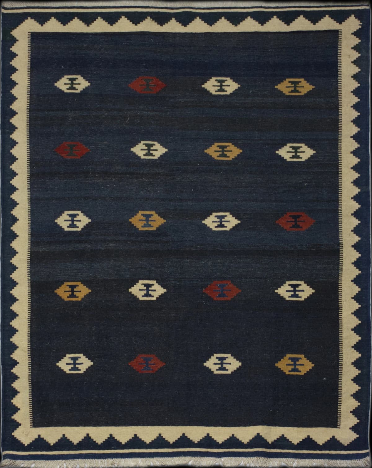 Persian rug in dimensions 1160 centimeters length by 207 centimeters width with mainly blue colors