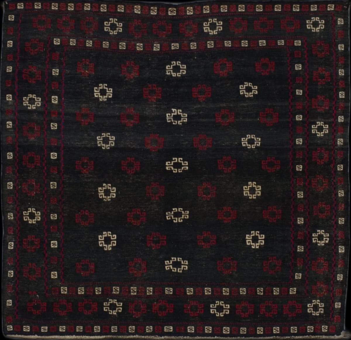 Persian rug in dimensions 139 centimeters length by 138 centimeters width with mainly blue colors