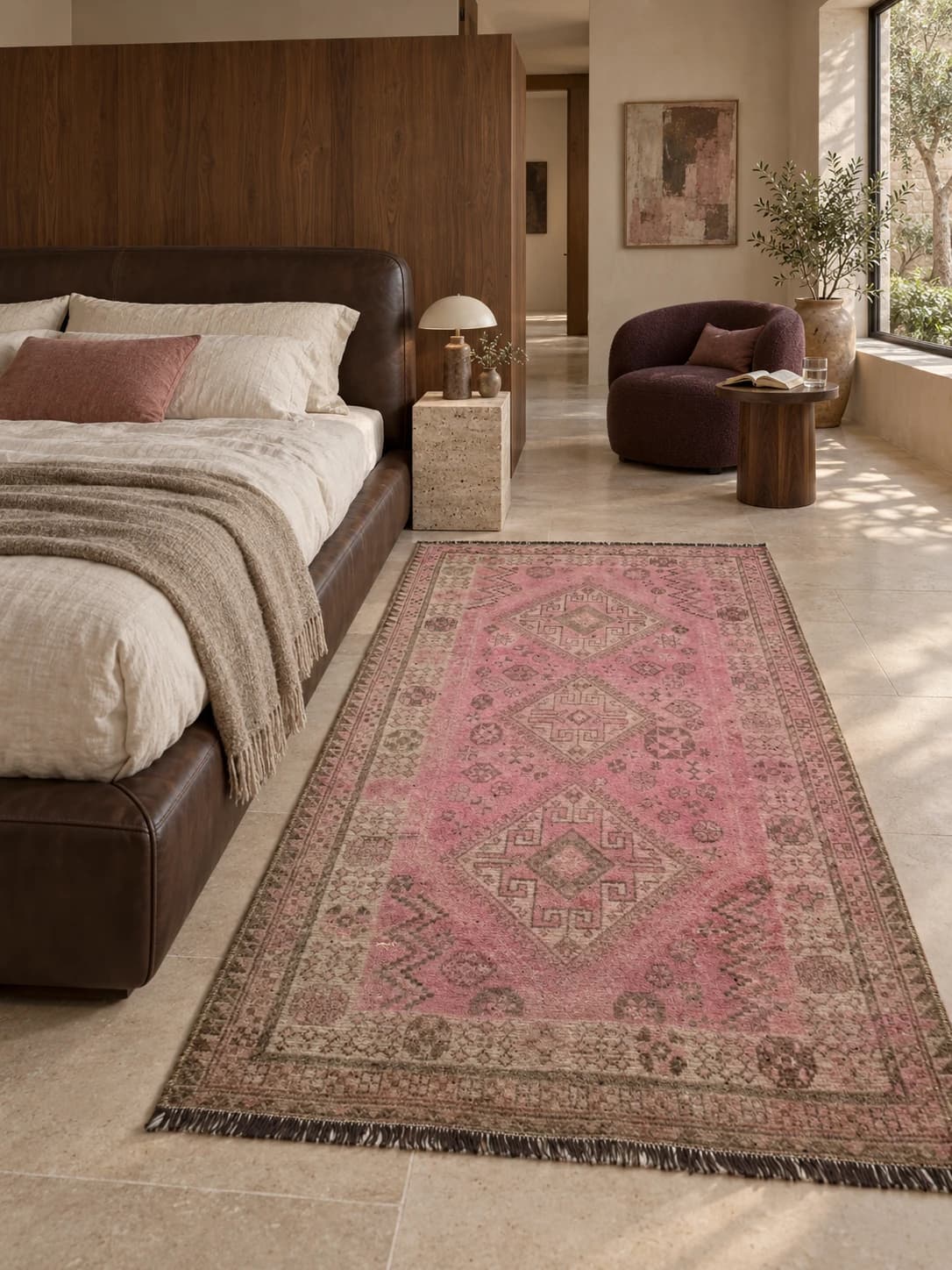 Perserteppich, orientalisch, 150x245 cm, überwiegend in Rosa — Im Raum