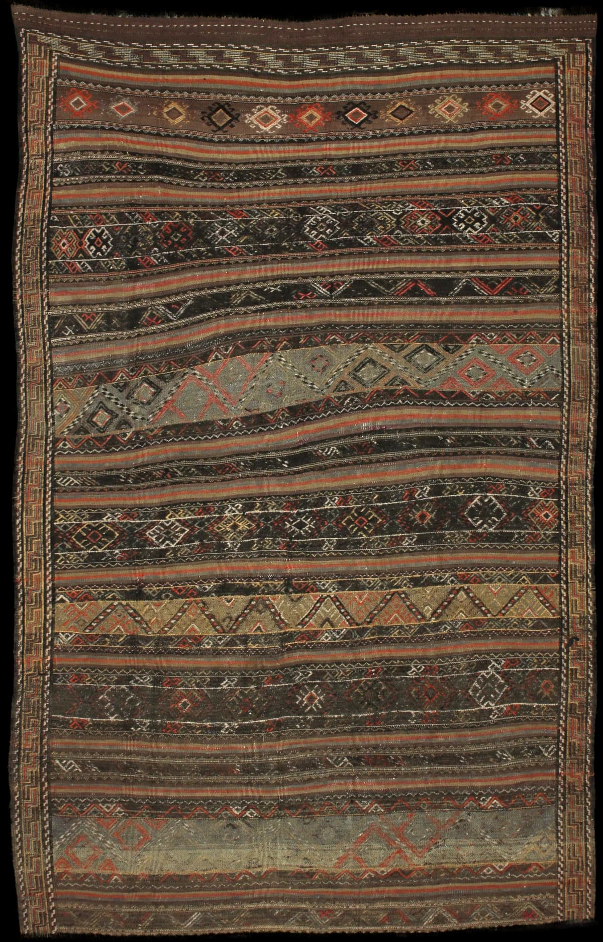 Persian Sumak Kilim rug, 155x240 cm, mainly brown — Full view