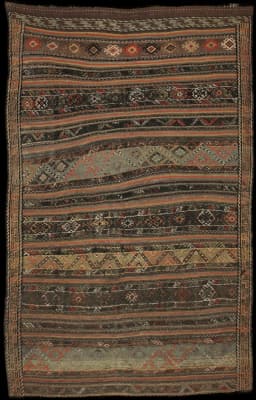 Persian Sumak Kilim rug, 155x240 cm, mainly brown — Full view
