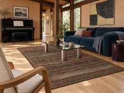 Persian Sumak Kilim rug, 155x240 cm, mainly brown — In a room