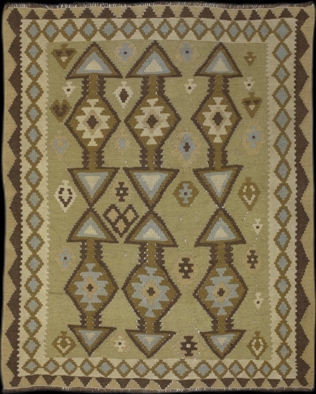Persian rug in dimensions 173 centimeters length by 144 centimeters width with mainly brown colors