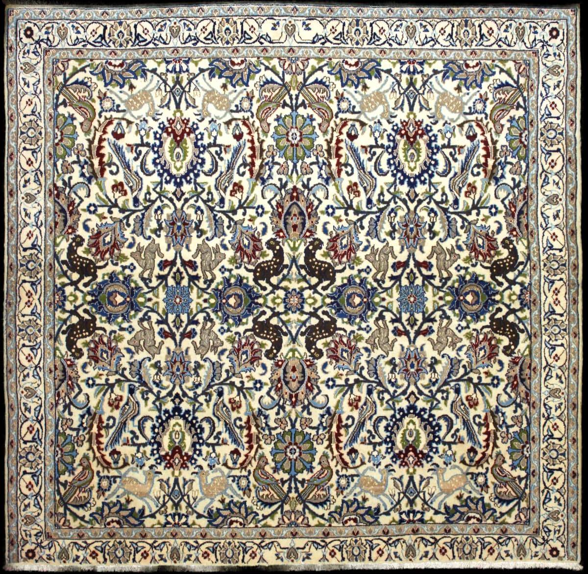 Persian rug of Nain style in dimensions 200 centimeters length by 192 centimeters width with mainly beige and blue colors