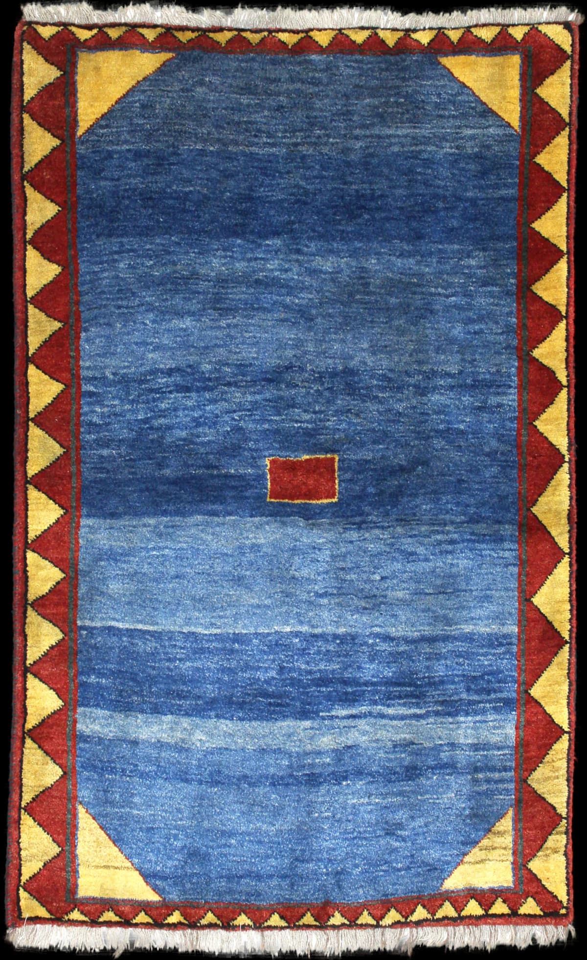 Persian rug of Gabbeh style in dimensions 200 centimeters length by 128 centimeters width with mainly blue colors