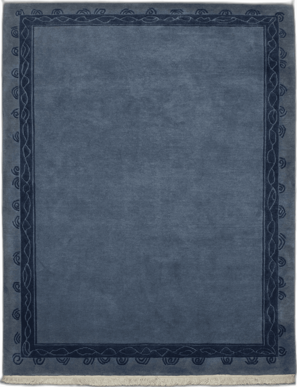 Nepali rug in dimensions 242 centimeters length by 173 centimeters width with mainly blue colors