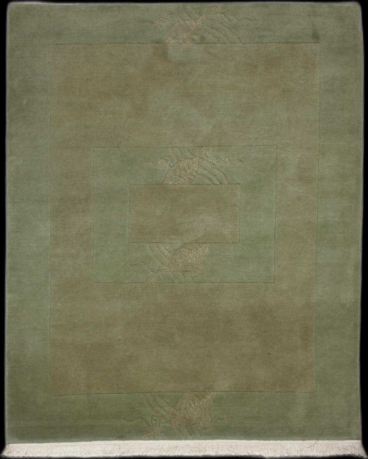 Nepali rug in dimensions 232 centimeters length by 170 centimeters width with mainly green colors