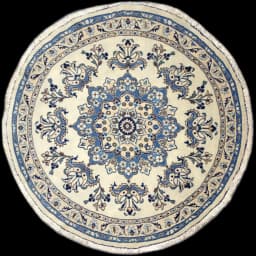Persian Nain round rug, diameter 200 cm, mainly cream and blue — Full view