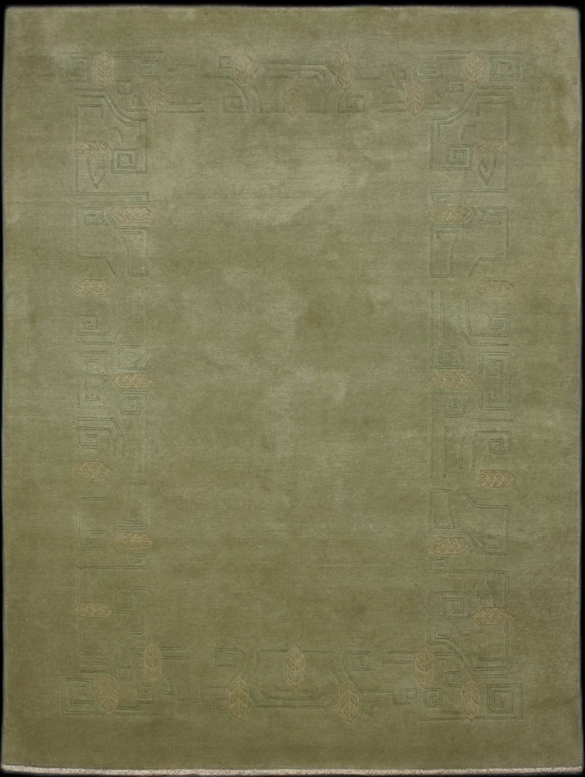 Nepali rug in dimensions 250 centimeters length by 170 centimeters width with mainly green colors