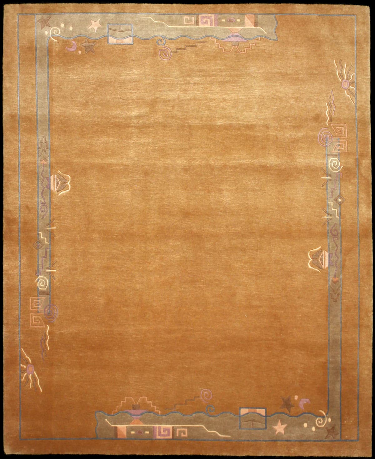 Nepali rug of Tibetan style in dimensions 247 centimeters length by 200 centimeters width with mainly yellow colors
