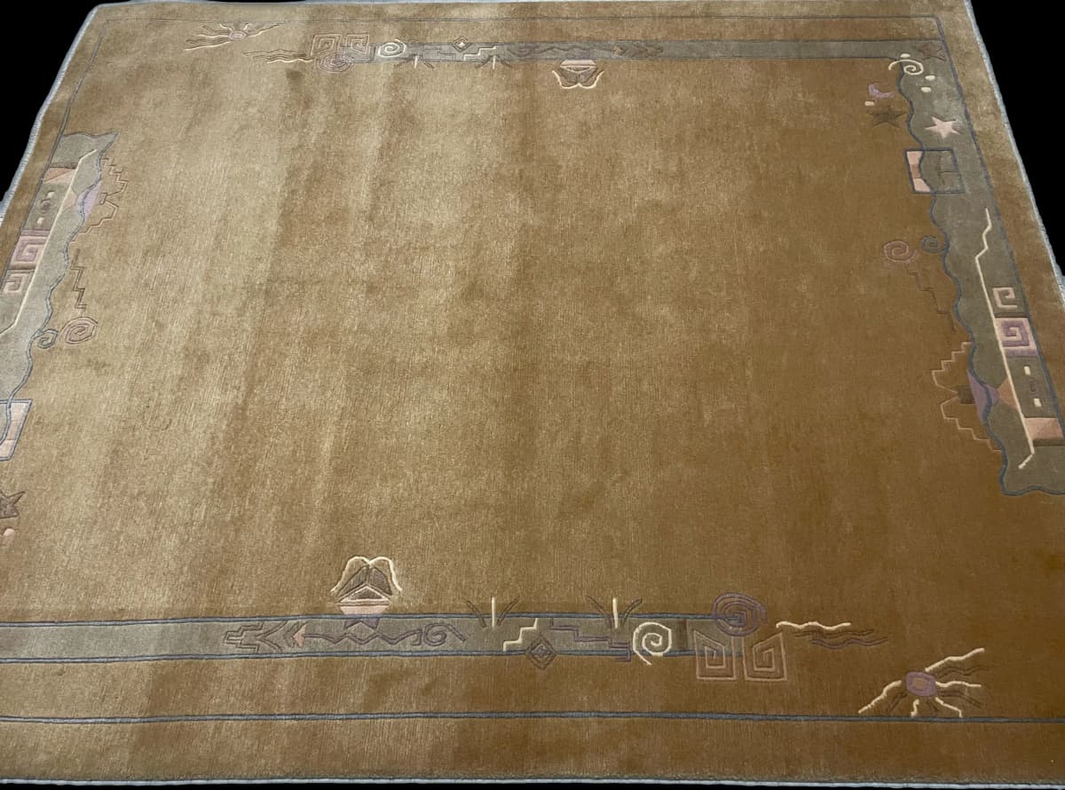 Nepal-Teppich Tibet, modern, 200x247 cm, überwiegend in Gelb — Perspektive