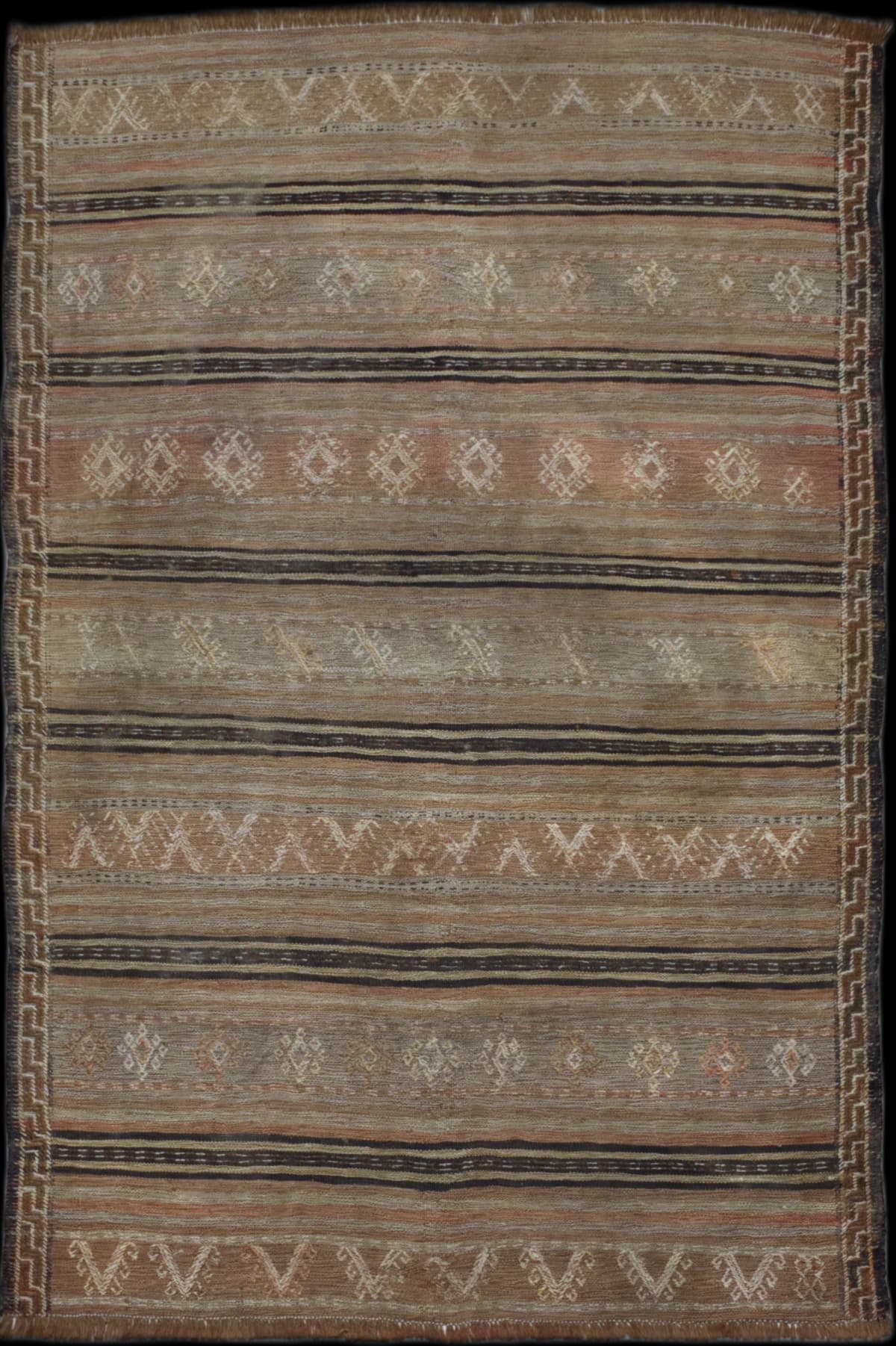 Persian rug in dimensions 128 centimeters length by 112 centimeters width with mainly brown colors