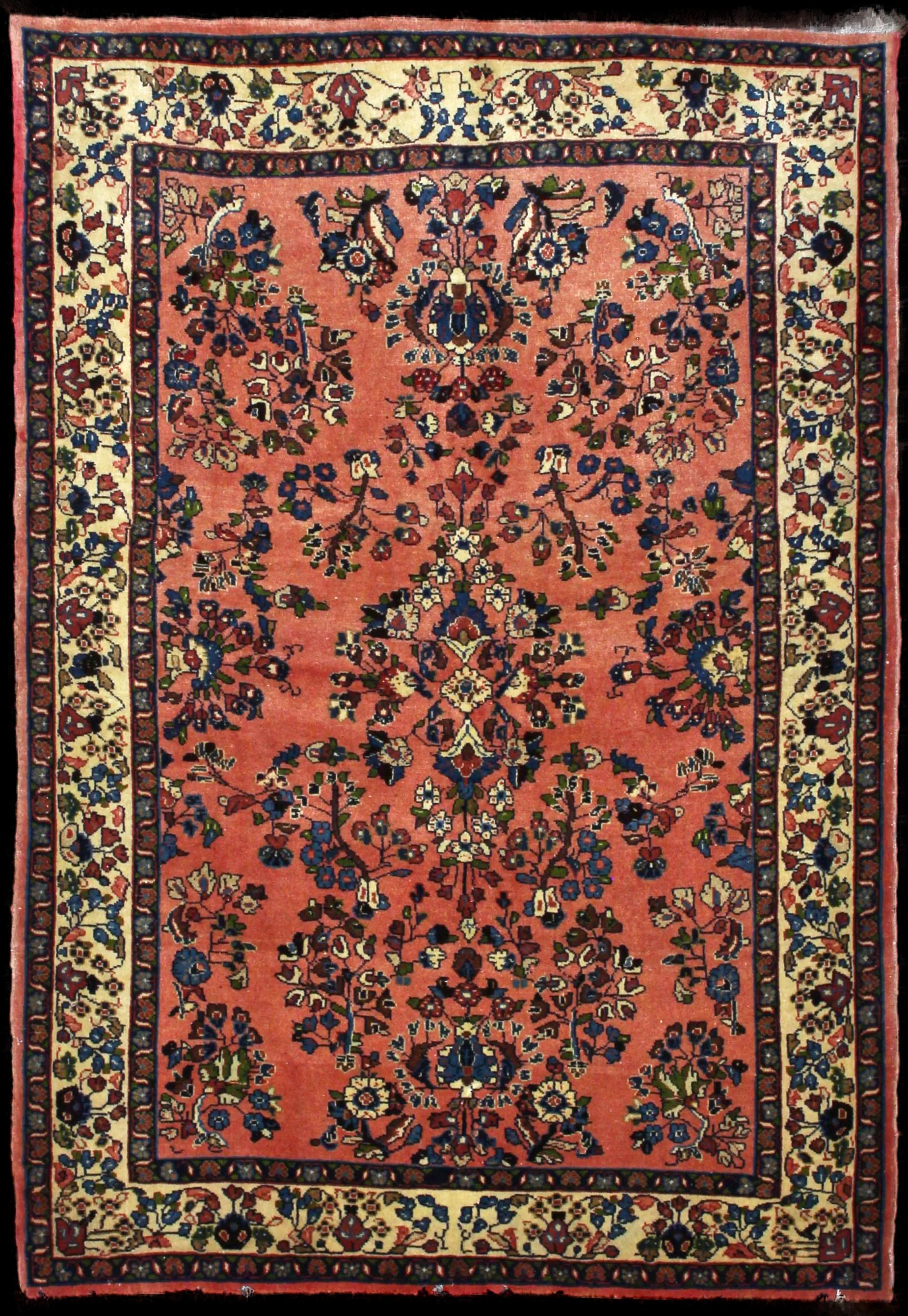 Handmade Persian rug in dimensions 158 centimeters length by 108 centimeters width with mainly Pink colors