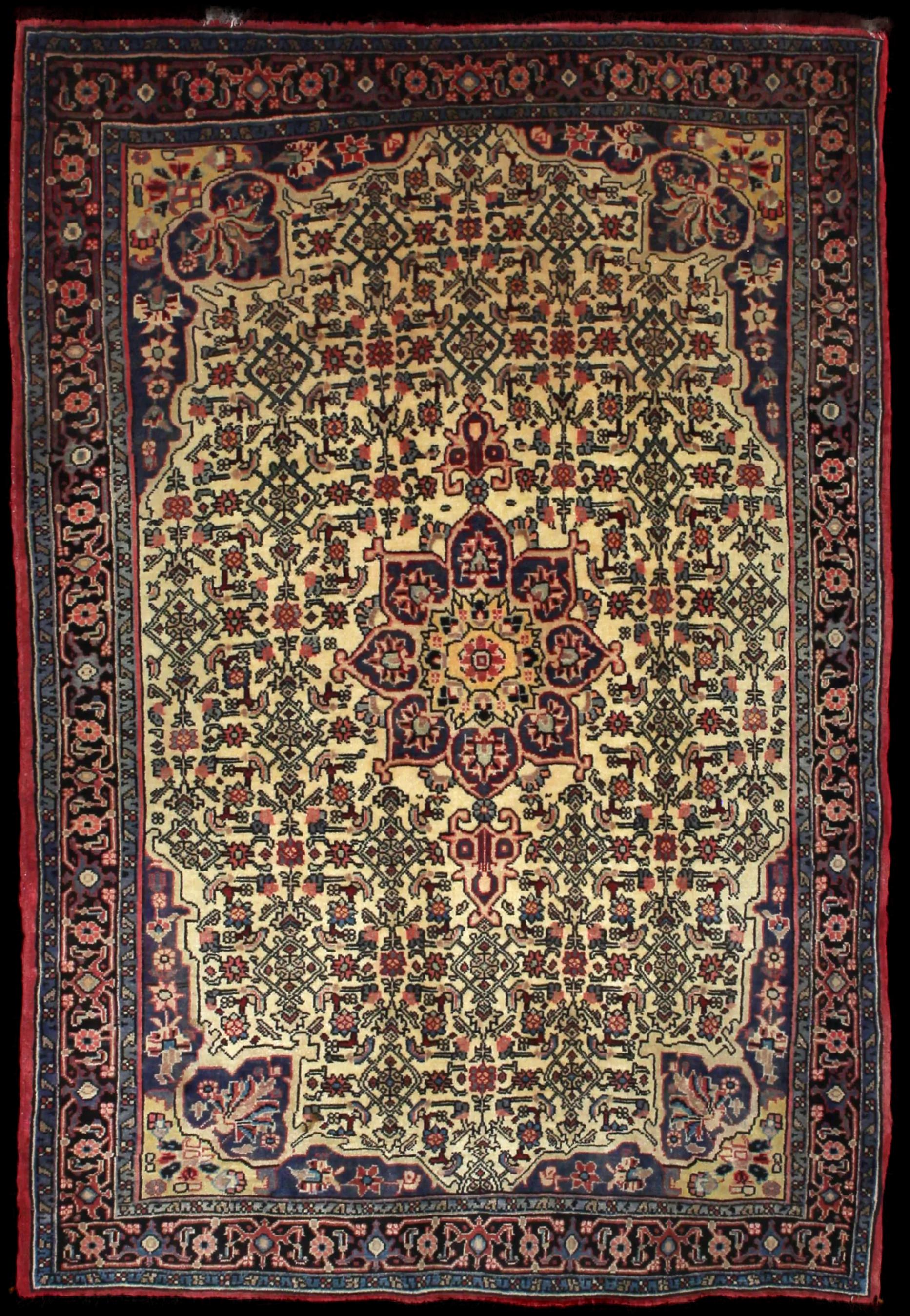 Handmade Persian rug in dimensions 153 centimeters length by 108 centimetres width with mainly Beige colors