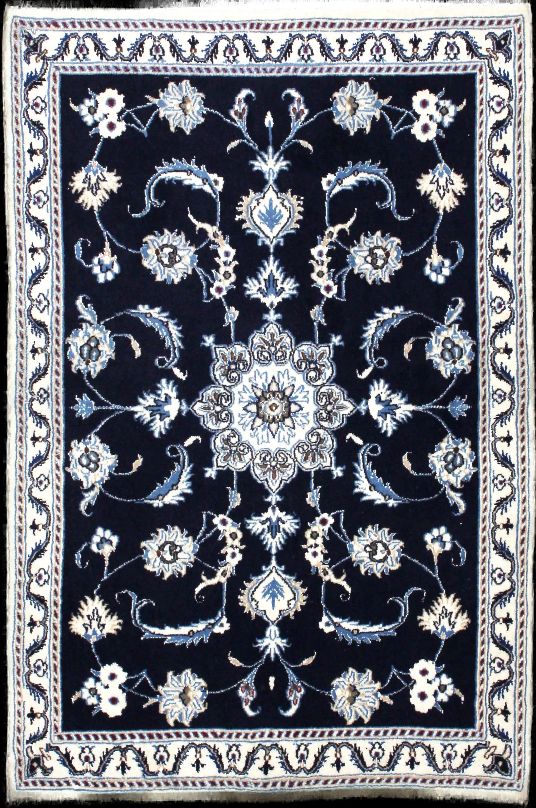 Handmade Persian rug in dimensions 150 centimeters length by 98 centimeters width with mainly Blue colors