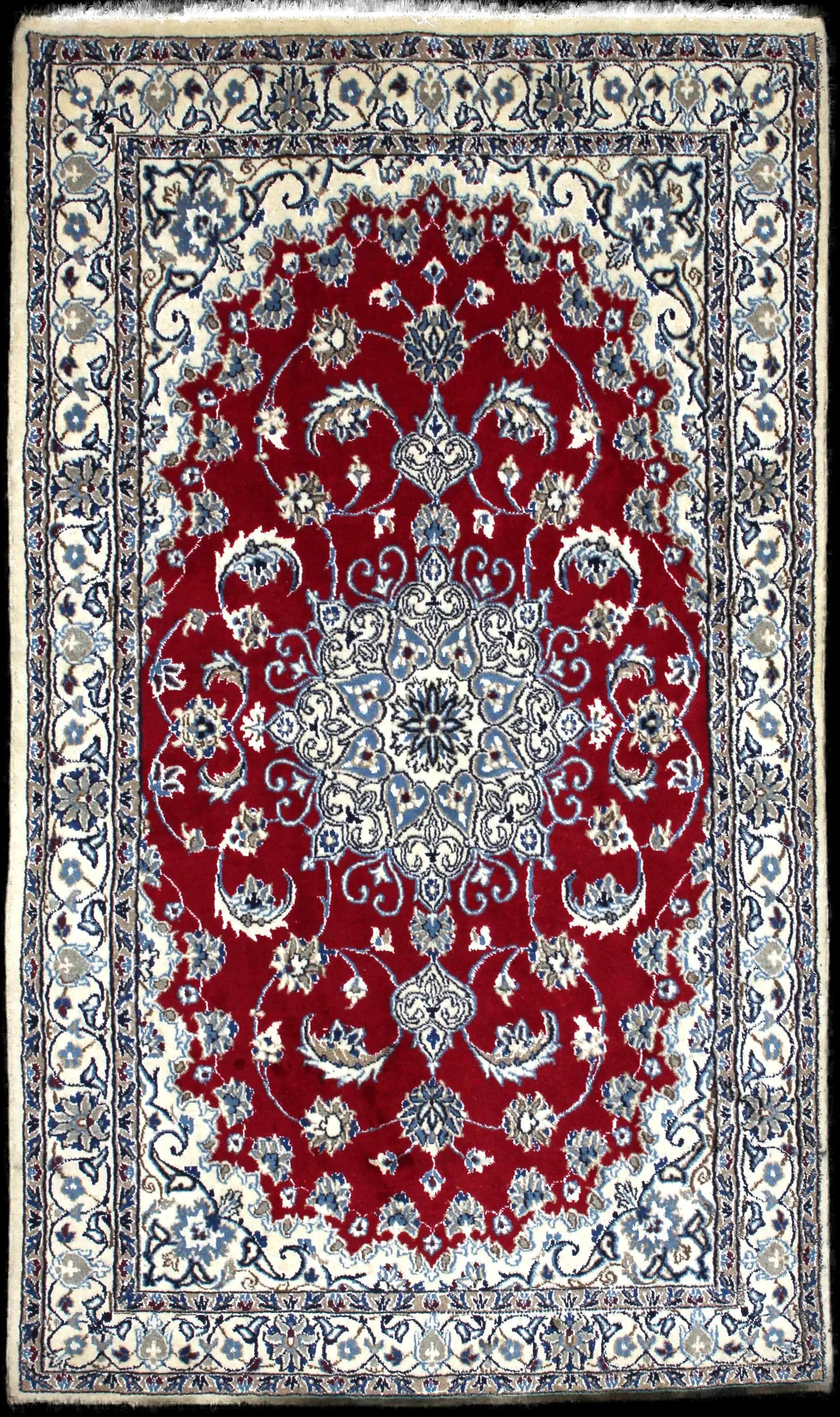 Handmade Persiano rug in dimensions 205 centimeters length by 117 centimeters width with mainly Rosso e Blu colors